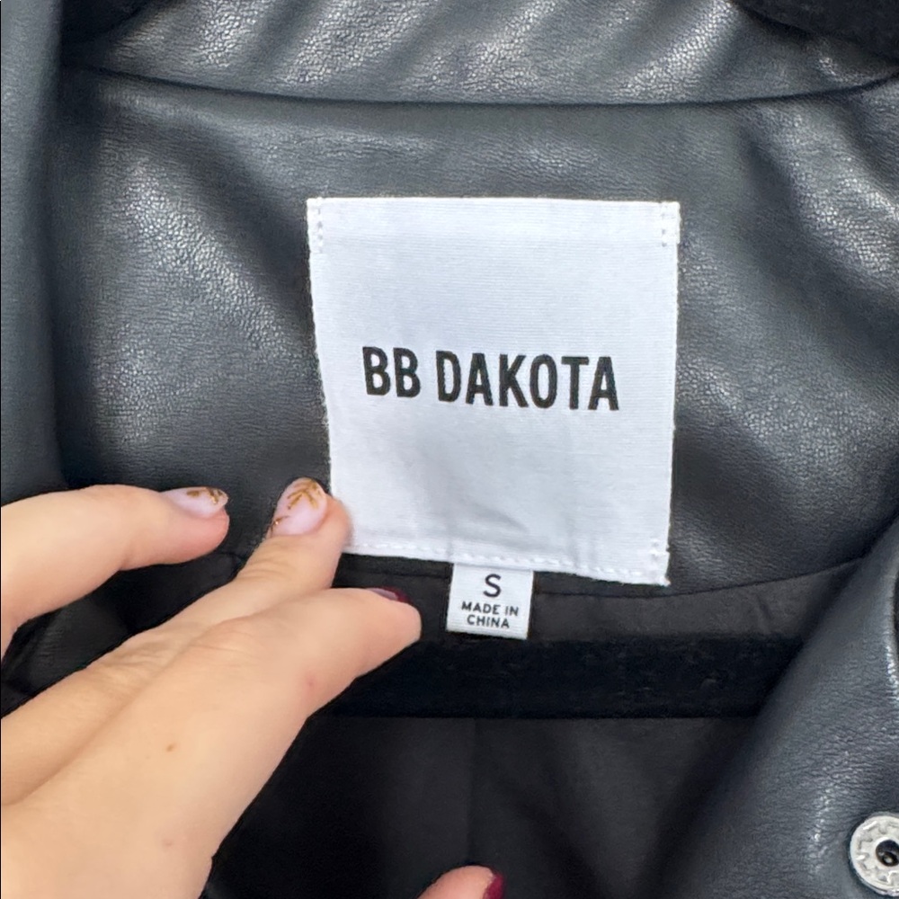 BB Dakota Black Women's Faux Leather Coat, Long - Size S - Picture 3 of 6